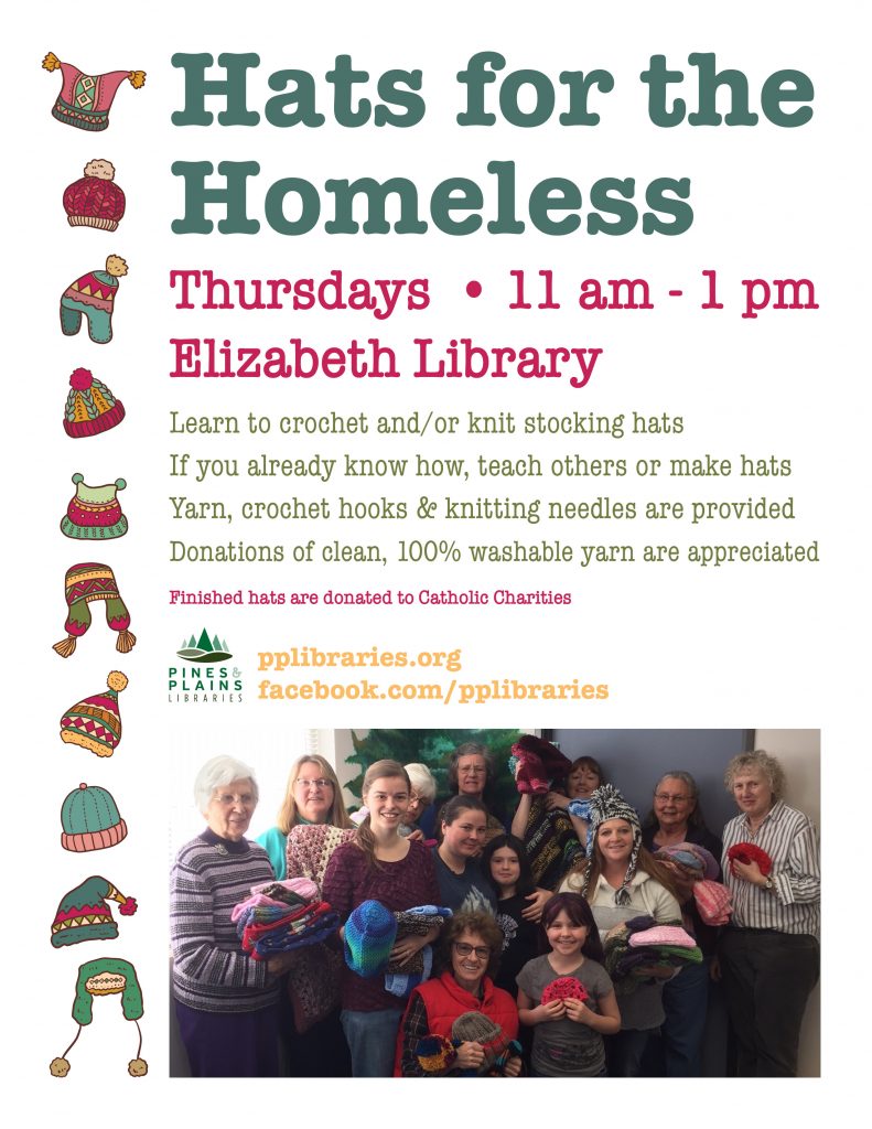 Hats for the Homeless flyer with picture of participants